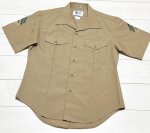 画像1: 米軍実物,SHIRT, MAN'S, KHAKI SHADE M-1 QUARTER LENGTH SLEEVE USMC　サービスドレス半袖シャツ　16  1/2 (1)